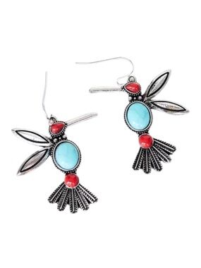 Western Aztec Turquoise Red Howlite Dangle Earrings NWT